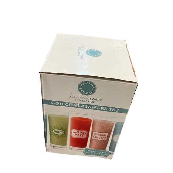 Martha Stewart Set of Four Cocktail Highball Glasses in Box 2010 New Old Stock - Picture 2 of 8